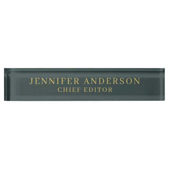 Dusty Green & Gold Colour Professional Modern Plai Nameplate (Front)