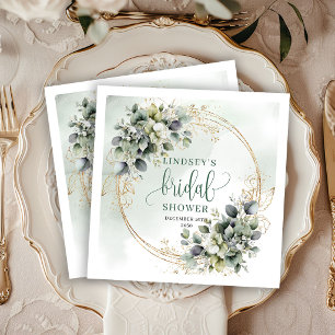 Dusty Green Greenery Bridal Shower Party Napkins