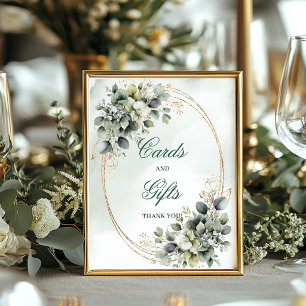 Dusty Green Greenery Cards And Gifts Table Sign