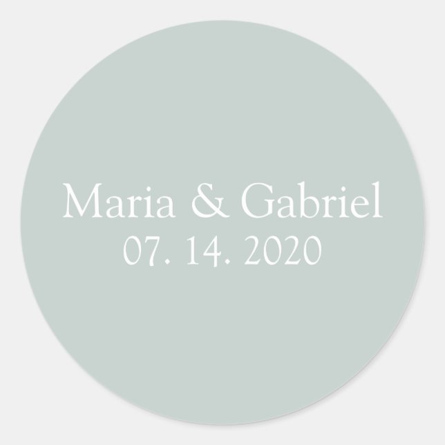 Dusty green grey Personalised Classic Round Sticker (Front)