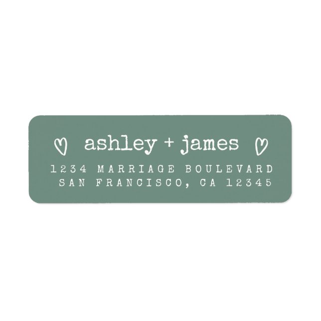 Dusty Green Heart Script Couple Return Address  (Front)