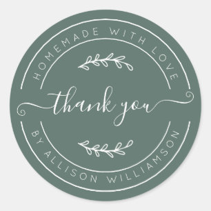 Dusty Green Homemade Thank You Label
