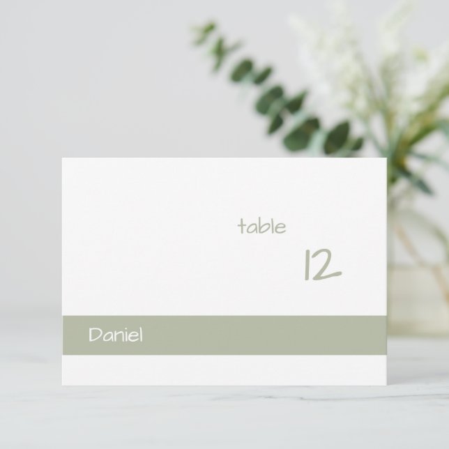 Dusty Green Minimalist Modern Place Card (Standing Front)
