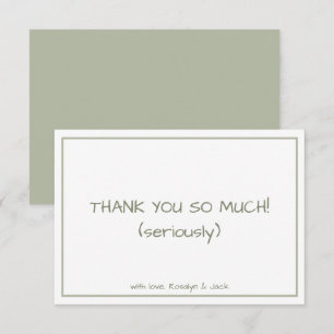 Dusty Green Minimalist Modern Thank You Card
