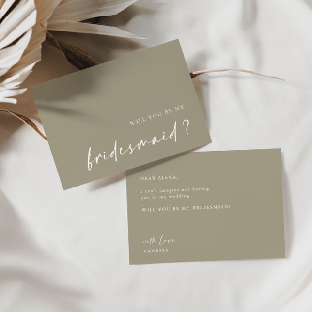 Dusty Green Minimalist Will You Be My Bridesmaid I Invitation (Creator Uploaded)