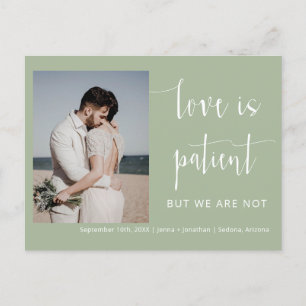 Dusty Green Modern Minimal Script Photo Elopement Postcard