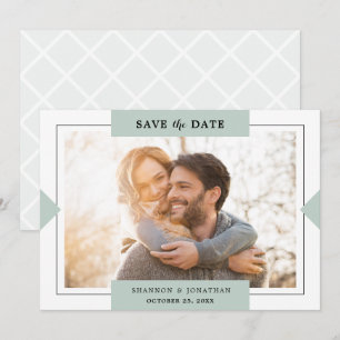 Dusty Green Modern Simple Photo Save the Date