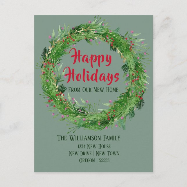 Dusty Green  New Home Happy Holiday Postcard (Front)