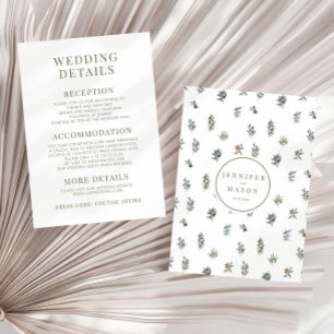 Dusty green olive tree branch wedding details Card