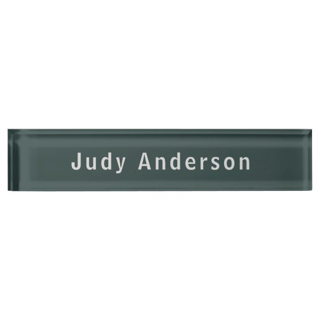 Dusty Green Professional Plain Modern Elegant Nameplate (Front)