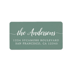 Dusty Green Script Family Return Address Label