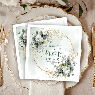 Dusty Green Watercolor Bridal Shower Party Napkins