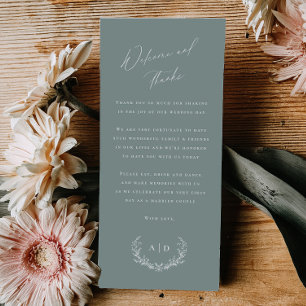 Dusty Green Wedding Day Welcome and Thank you Card