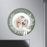 Dusty Green & White Simple Christmas Wreath Photo  Magnet<br><div class="desc">Holiday photo magnet with a simple Christmas wreath. For more advanced customisation of this design,  please click the DESIGN TOOL BUTTON above!</div>