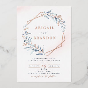 Dusty Greenery Rose Gold Geometric Rustic Wedding