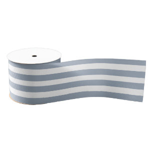 Dusty Grey White Striped Colour 9BAABA Grosgrain Ribbon