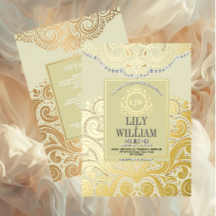 Dusty Ivory Gold Classic Monogram Boho Wedding