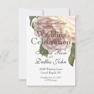 Dusty Ivory Rose Invitation