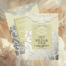 Dusty Ivory Silver Classic Monogram Boho Wedding