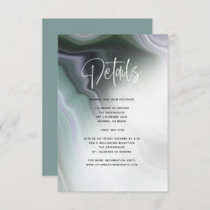 Dusty Jade Sage Green Violet Agate Details Invitation