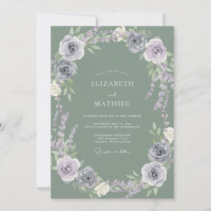 Dusty Lavender Blossom Wedding Invitation