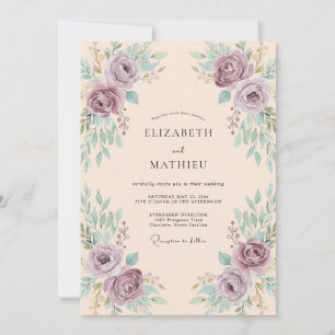 Dusty Lavender Elegant Spring Wedding Invitation