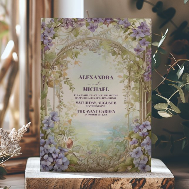 Dusty Lavender Foliage Modern Watercolor Wedding Invitation (Creator Uploaded)