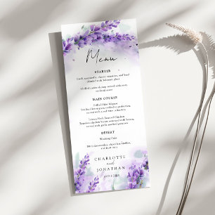 Dusty Lavender Foliage Modern Watercolor Wedding Menu