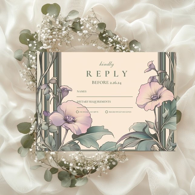 Dusty Lavender Frame wedding RSVP Card (Creator Uploaded)