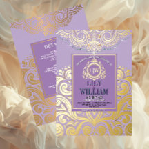 Dusty Lavender Gold Classic Monogram Boho Wedding
