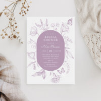 Dusty Lavender Line Art Floral Bridal Shower