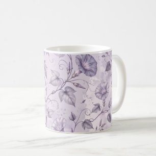 Dusty Lavender Morning Glories Elegant Floral Coffee Mug