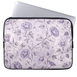 Dusty Lavender Morning Glories Elegant Floral Laptop Sleeve
