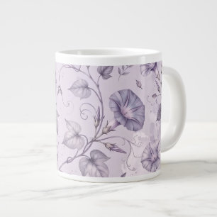 Dusty Lavender Morning Glories Elegant Floral Large Coffee Mug