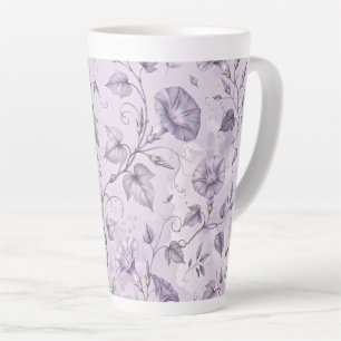 Dusty Lavender Morning Glories Elegant Floral Latte Mug