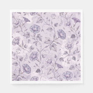 Dusty Lavender Morning Glories Elegant Floral Napkin