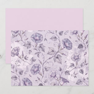 Dusty Lavender Morning Glories Elegant Floral Thank You Card