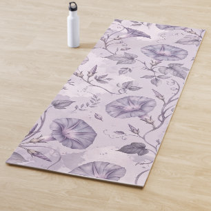 Dusty Lavender Morning Glories Elegant Floral Yoga Mat