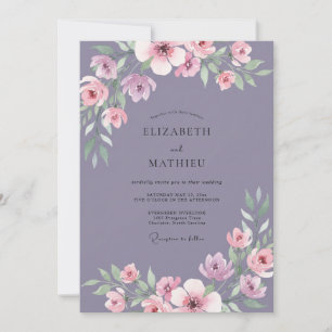 Dusty Lavender Petal Wedding Invitation