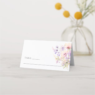Dusty Lavender Purple Wildflowers Wedding Place Card