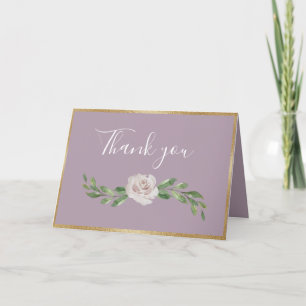 Dusty Lavender Romantic Floral Elegant Wedding Thank You Card