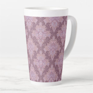 Dusty Lavender Rose Mauve Lilac Elegant Damask Latte Mug