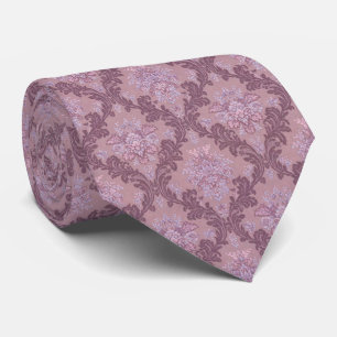 Dusty Lavender Rose Mauve Lilac Elegant Damask  Tie