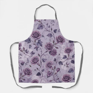 Dusty Lavender Rose Moody Dreamy Hues Floral Apron