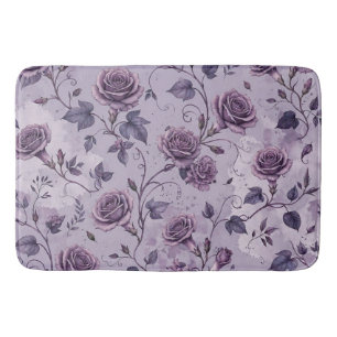 Dusty Lavender Rose Moody Dreamy Hues Floral Bath Mat