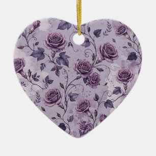 Dusty Lavender Rose Moody Dreamy Hues Floral Ceramic Tree Decoration