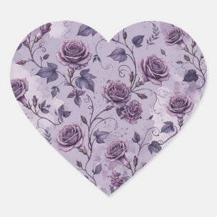 Dusty Lavender Rose Moody Dreamy Hues Floral Heart Sticker