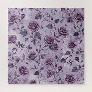 Dusty Lavender Rose Moody Dreamy Hues Floral Jigsaw Puzzle