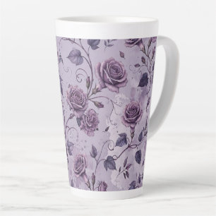 Dusty Lavender Rose Moody Dreamy Hues Floral Latte Mug