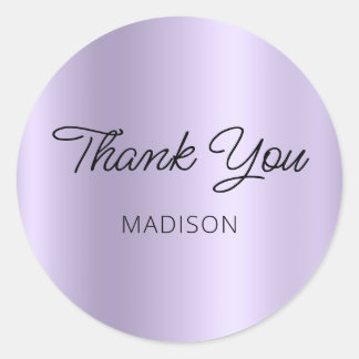 Dusty Lavender Shimmer Ombre Thank You Classic Round Sticker